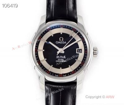 VSF Omega De Ville Hour Vision Co-Axial Copy Watch Black&Silver Face